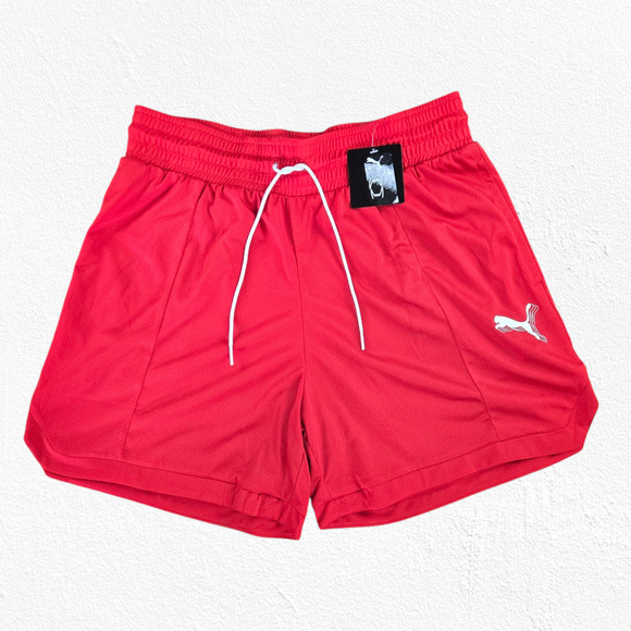 Puma Hoops High Risk Red Foundation Athletic High Waisted Shorts Size Medium - Picture 2 of 13